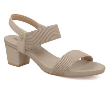Imagem de Sandália Usaflex Salto Bloco Elástico Feminina (Marrom/Cinza, BR, Adulto, Numérico, 36)
