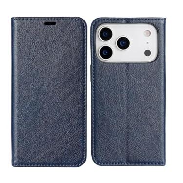 Imagem de LTLMYDAM Capa flip para iPhone 17 Pro Max/17 Pro/17 Air/17, carteira de couro executivo, fecho magnético, capa de telefone com proteção contra quedas macia, capa interna, azul, 17 Pro Max