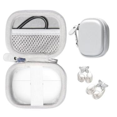 Imagem de CaseSack Capa para fones de ouvido King Lucky Jewelry-Inspired Clip-On com brincos de borboleta, fones de ouvido de pressão sem fio Bluetooth 5.4 confortáveis fones de ouvido abertos (branco moke)