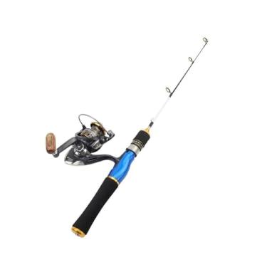 Imagem de Vara de Pesca de Viagem Conjunto de vara pesca inverno 58 cm, carretel e carbono no gelo, para iniciantes, equipamento(Blue)
