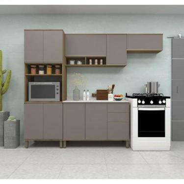 Imagem de Cozinha Modulada Compacta 4 Peças Com Tampo E Espaço Para Avelã/fumê -