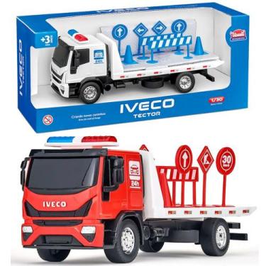 Imagem de Caminhão Guincho Iveco Realista Brinquedo Placas Sinalização - Usual B