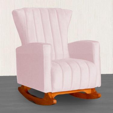 Imagem de Poltrona Estofada de Balanço Melinda Suede Rosa Bebe - LM DECOR