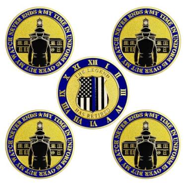 Imagem de 5 peças Moeda Desafio Policial Serviço de Aplicação da Lei e Medalhão de Integridade Obrigado por sua Dedicação Token Presentes de Apreciação para Policiais Veteranos e Famílias (Porta da Frente da