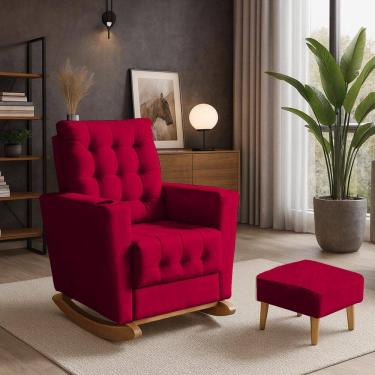 Imagem de Poltrona Duna Amamentação Balanço e Puf Vermelho