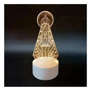 Imagem de 2X Luminária Acrílico E Led Nossa Senhora Aparecida Abajur C