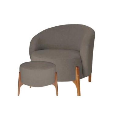 Imagem de Poltrona Decorativa Luxo com Puff Ariela Bouclê Ds Home, Bouclê Marrom