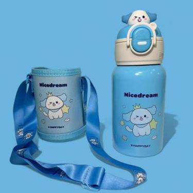 Imagem de Garrafa Térmica Infantil 500ml Case Com Alça Canudo Tampa A Vácuo Anti