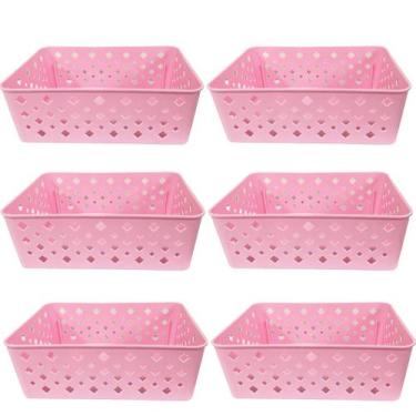 Imagem de Kit 6 Cesto Multiuso Organizador Premium Rosa 123Organizei - 123 Organ