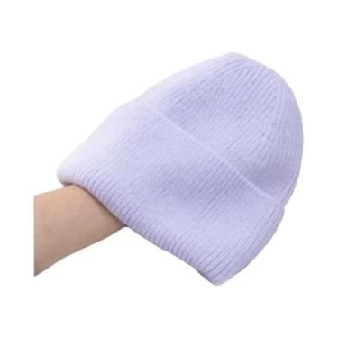 Imagem de Chapéu Feminino de Malha com Pele de Coelho - Quentinho para o Inverno