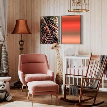 Imagem de Kit com 2 Quadros Folhagem Tropical e Degradê Coral 77x57cm - Decorary