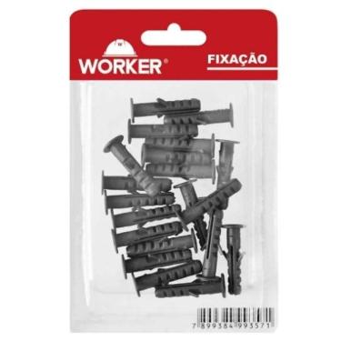 Imagem de Kit com 20 Buchas Plásticas de 6mm para Parede Maciça - Worker