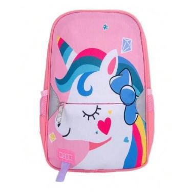 Imagem de Mochila de Costa Escolar Infantil Feminina Unicórnio Arco-Íris, Grande