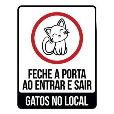 Imagem de Kit 10 Placas Fecha Porta Entrar Sair Gatos Local 36X46