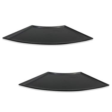 Imagem de Kit C/2 Prato Leque Japonês Sushi Sashimi Tray Preto Liso