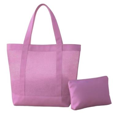 Imagem de Bolsa De Praia Feminina Impermeável Verão 2024 Summer Praia Piscina Grande com Nécessaire(Rosa Bebe)