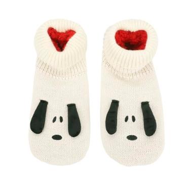 Imagem de Bioworld Peanuts Snoopy 3D Ears Meias femininas forradas de sherpa, orelhas 3D Peanuts Snoopy, Grande-GG
