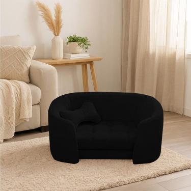 Imagem de Poltrona Cama Pet Luxo Mell Veludo Premium Para Cães E Gatos Preto