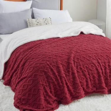 Imagem de Cobertor Bedsure Queen 230x230 cm Sherpa Fleece Vermelho