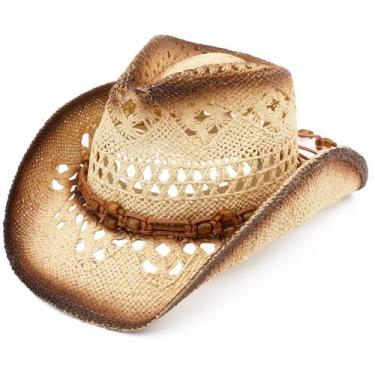 Imagem de Chapéu de cowboy Pro Celia masculino e feminino, cowgirl, palha, marro