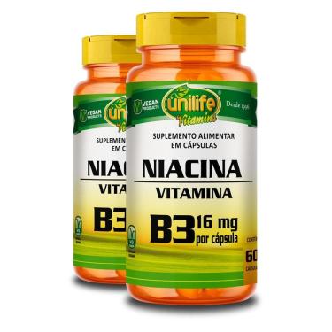 Imagem de Kit 2 Vitamina B3 Niacina Unilife 60 Cápsulas
