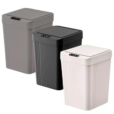 Imagem de Lixeira Tampa Abertura Inteligente Plástico Capacidade de 13 Litros Para Cozinha Banheiro Escritório