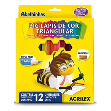 Imagem de Lápis De Cor 12 Cores Jumbo Big Triangular C/ Apontador -Acrilex, mode