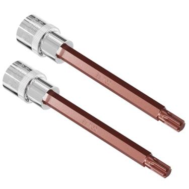 Imagem de FOCMKEAS 2 peças de soquete Torx T60 1/2 unidade quadrada soquete de 6 pontos 100 mm de comprimento S2 brocas de aço CR-V soquetes para automotivo, motocicleta e manutenção de máquinas