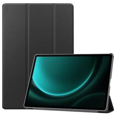Imagem de Capa inteligente para Samsung Galaxy Tab S9 FE+ Plus/Galaxy Tab S9+ Plus 12,4 polegadas 2023, capa inteligente Ratesell leve com suporte triplo com função despertar/hibernar automática preta