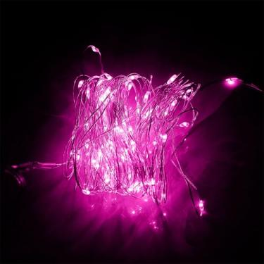 Imagem de Genérico, Cordão Pisca Pisca Led Fio de Fada 20L 2M Bateria Iluminação Natal Casamento Ano Novo Cor:Rosa