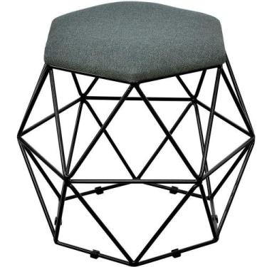 Imagem de Puff Aramado Preto Six L02 Linho Chumbo - LYAM DECOR