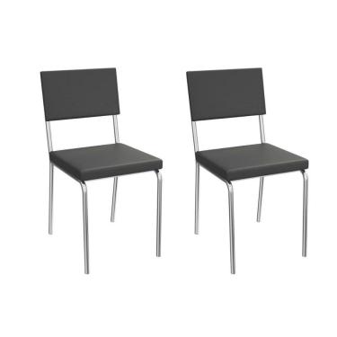 Imagem de Cadeira De Cozinha Zaria 2c128cr Aço Kit 2 Un Cromado-ano Preto - Kappesberg
