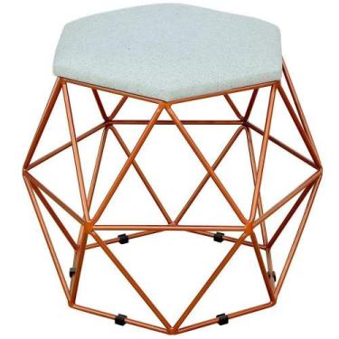 Imagem de Puff Aramado Bronze Six L02 Linho Cinza - LYAM DECOR