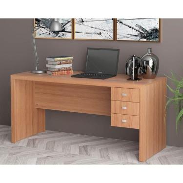 Imagem de Mesa De Computador Me4113 C/ 3 Gavetas Amêndoa - Tecno Mobili