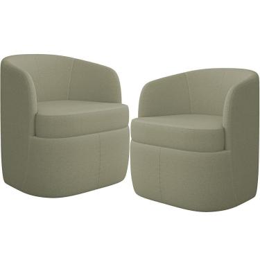 Imagem de Kit 02 Poltronas Decorativa Giratória Para Sala De Estar Siena K01 Bouclê Verde - Lyam Decor