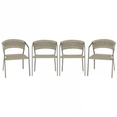 Imagem de 4 Cadeiras Atenas Alumínio Tricô Náutico P/ Cozinha Trama Rami