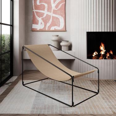 Imagem de Espreguiçadeira Industrial Luxo Arpoador Tecido Suede Bege - Bege