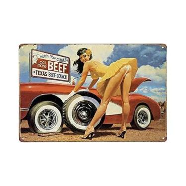 Imagem de Placa De Metal Vintage Da Estação De Gasolina Route 66 Com Meninas Pin