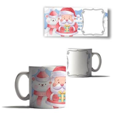 Imagem de Caneca Porcelana Natal Sua foto Aqui Papai Noel Neve Arvore - Enjoy Sh