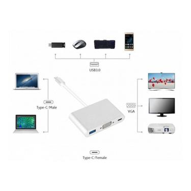 Imagem de Adaptador Usb 3.1 Tipo C Thunderbolt 3.0 2X Usb 3.0 Vga Usb