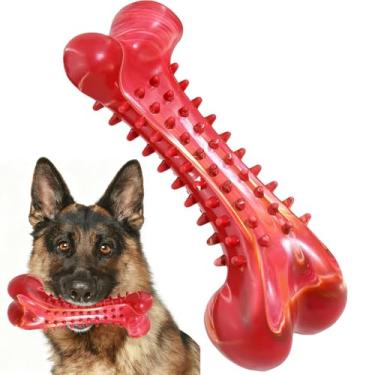 Imagem de SLAUNT Brinquedo para mastigar cães para mastigar agressivos, brinquedos de borracha natural durável para cães com sabor de carne, indestrutível para limpeza interna e externa, brinquedo mastigável