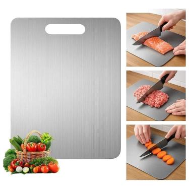Imagem de Tábua De Corte Aço Inox Para Cozinha Churrasco Prateado