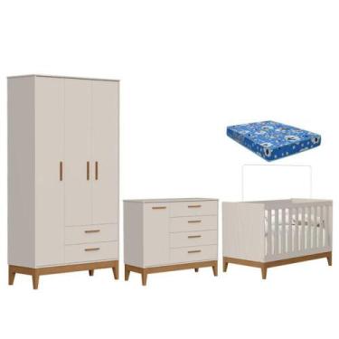 Imagem de Quarto De Bebê Flip Areia Acetinado Com Colchão Ortobom - Reller - REL