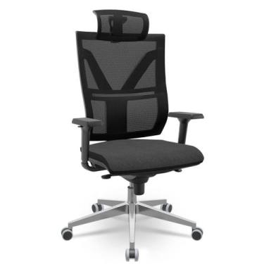 Imagem de Cadeira Darix X+ Slider Braços 3D PU Aluminio Plaxmetal Assento Estofa