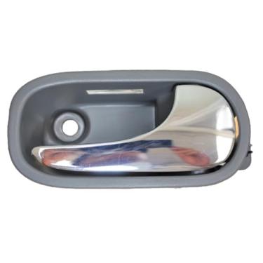 Imagem de PT Auto Warehouse GM-2372MG-FR - Maçaneta Interna, Macanetas de Porta, Carcaça Cinza (Titânio) com Alavanca Cromada - com Orifício de LED, Lado do Passageiro Frontal