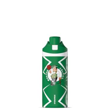Imagem de Hydrapeak Garrafa de água infantil oficialmente licenciada pela NBA Boston Celtics Oasis, 590 ml, garrafa de água de aço inoxidável infantil com tampa, botão de pressão