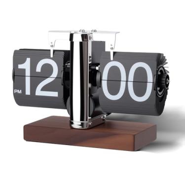 Imagem de Relógio de mesa dobrável, relógio digital retrô, relógio mecânico operado por bateria, para decoração de sala de casa e escritório (preto)