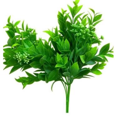 Imagem de Flor Pick Folhas Nevadas e Sementes Branca 38cm - Cromus