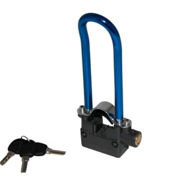 Imagem de Trava U para Bicicleta com Alarme Sonoro, Aço Inox/ABS, 23cm x 7cm, Azul, À Prova D'água, 110dB, 3 Tons de Alarme, Inclui 3 Chaves