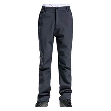 Imagem de Calça masculina de esqui com bolso com zíper, à prova de vento impermeável grossa golfe calças de viagem fleece esqui neve para meninos ao ar livre caminhada térmica durável softshell calças de neve